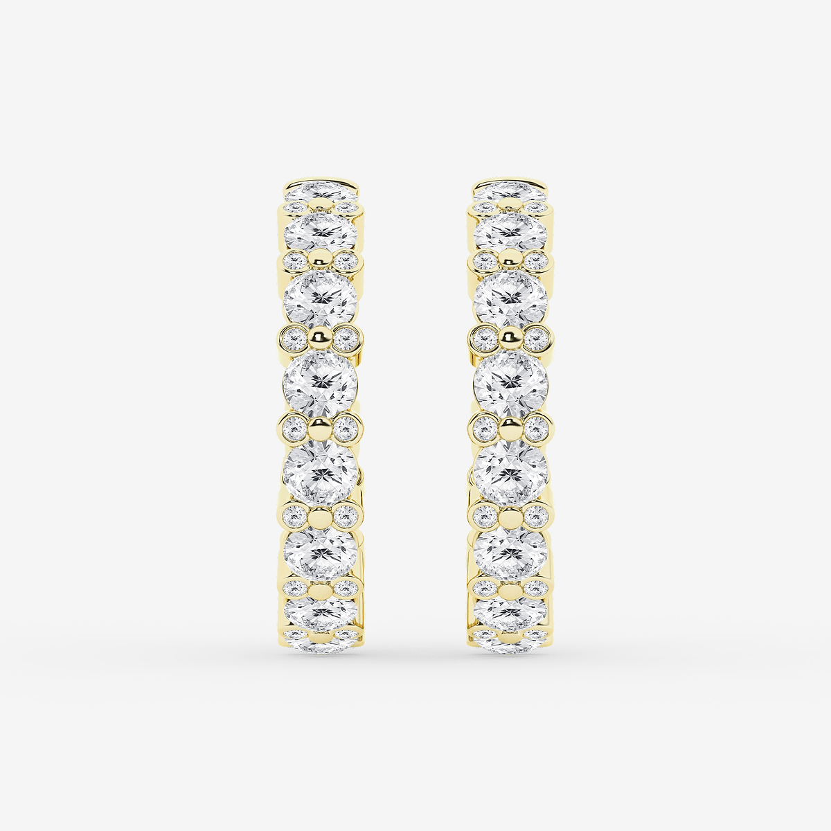 4 1/3 ctw Round Lab Grown Diamond Bezel Hoop Earrings