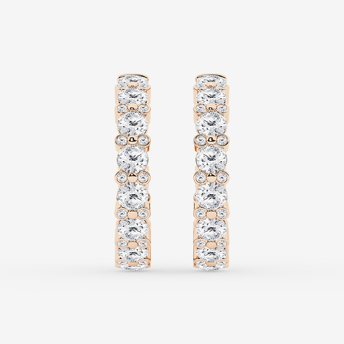 4 1/3 ctw Round Lab Grown Diamond Bezel Hoop Earrings