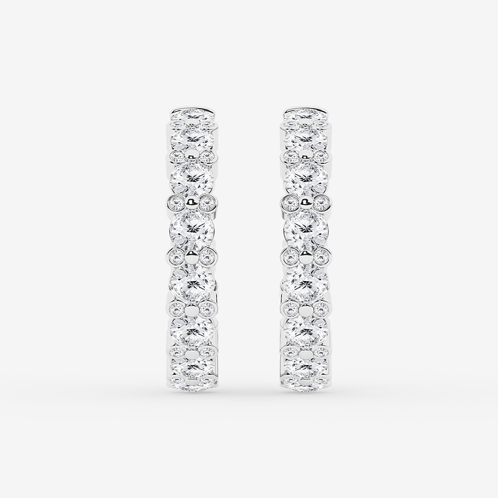 4 1/3 ctw Round Lab Grown Diamond Bezel Hoop Earrings