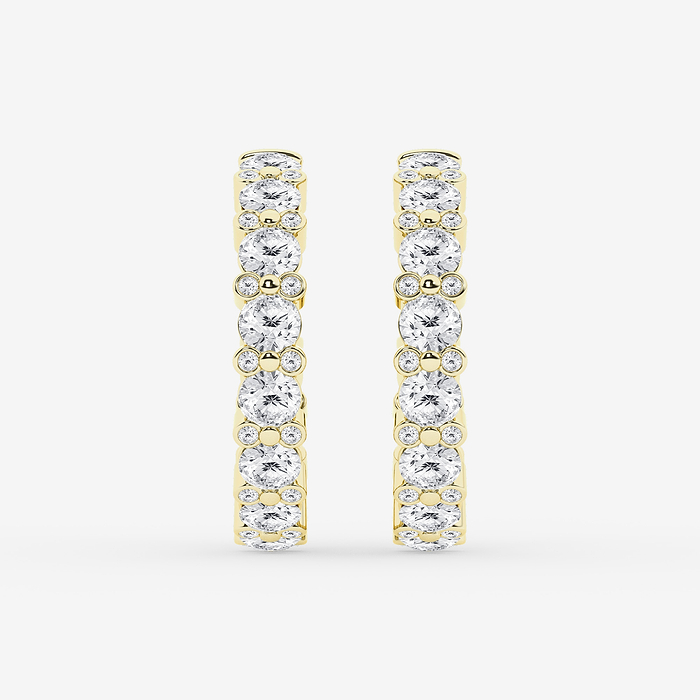 4 1/3 ctw Round Lab Grown Diamond Bezel Hoop Earrings