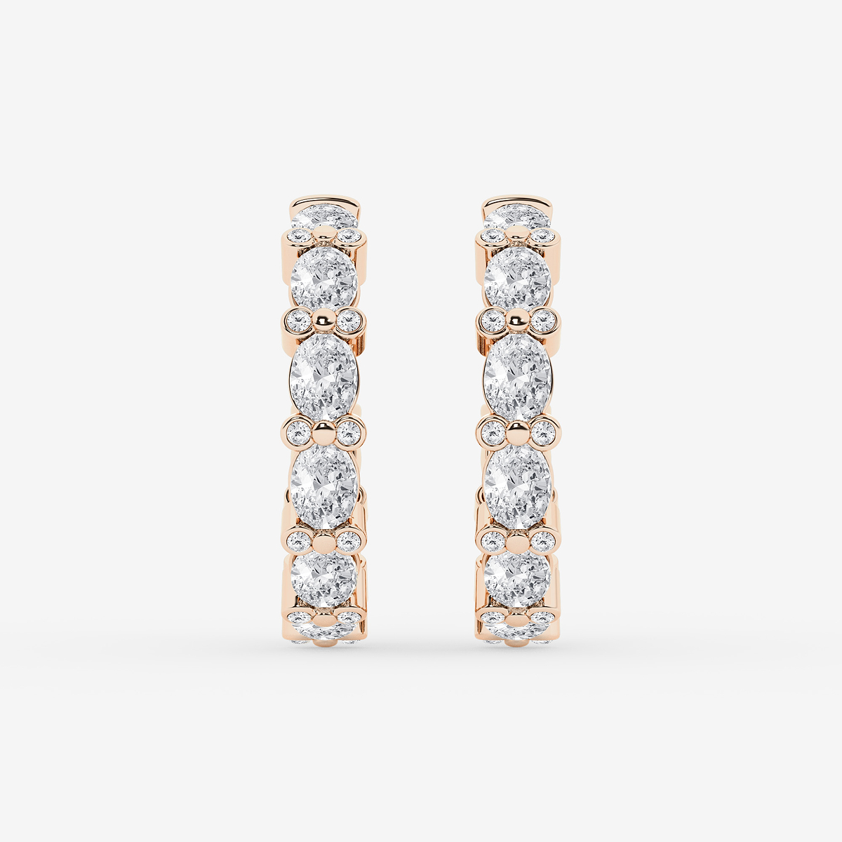 3 7/8 ctw Oval & Round Lab Grown Diamond Bezel Hoop Earrings