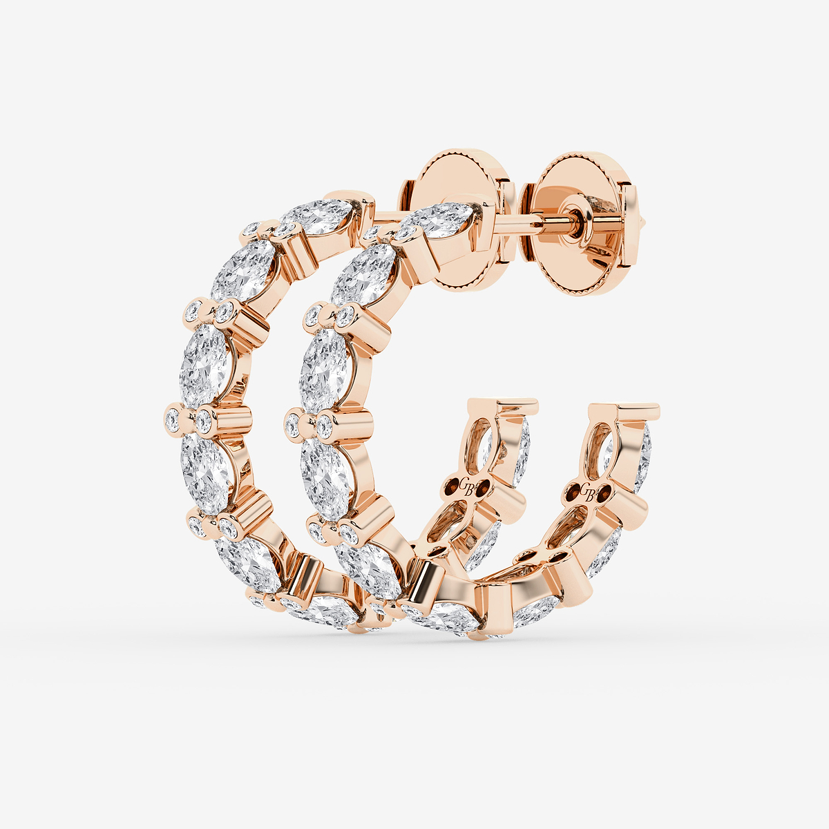 Additional Image 1 for  3 7/8 ctw Oval & Round Lab Grown Diamond Bezel Hoop Earrings