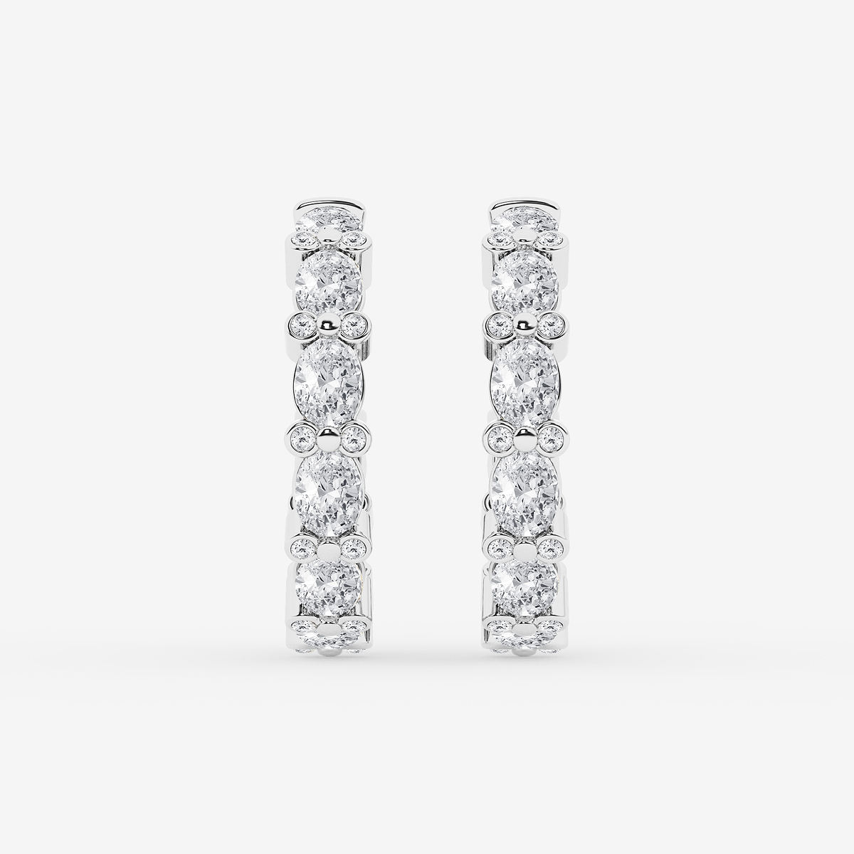 3 7/8 ctw Oval & Round Lab Grown Diamond Bezel Hoop Earrings