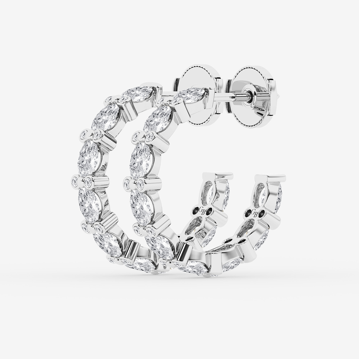 Additional Image 1 for  3 7/8 ctw Oval & Round Lab Grown Diamond Bezel Hoop Earrings
