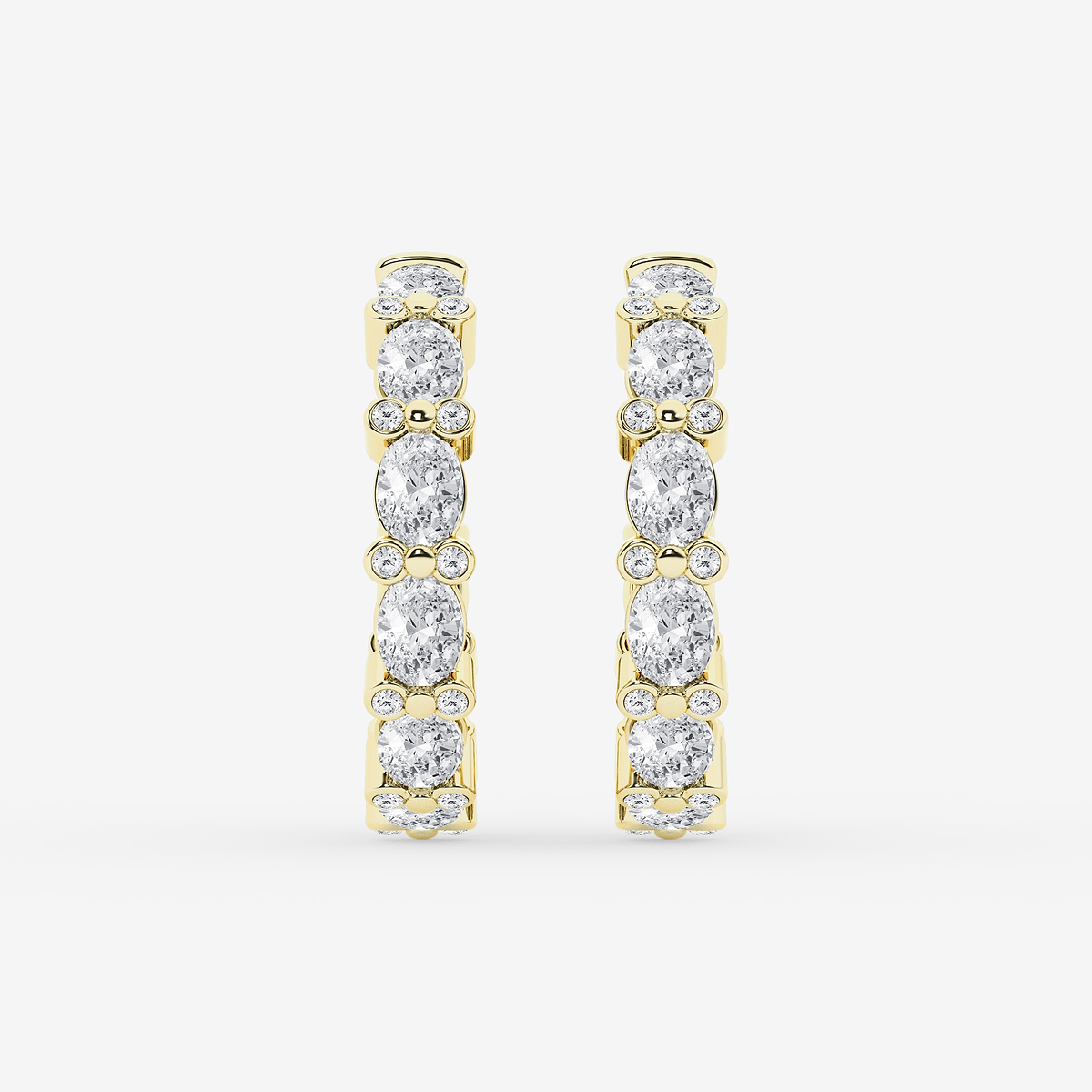 3 7/8 ctw Oval & Round Lab Grown Diamond Bezel Hoop Earrings