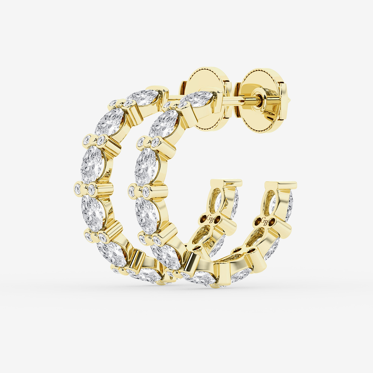 Additional Image 1 for  3 7/8 ctw Oval & Round Lab Grown Diamond Bezel Hoop Earrings
