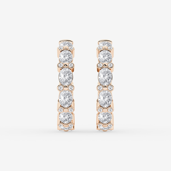 3 7/8 ctw Oval & Round Lab Grown Diamond Bezel Hoop Earrings