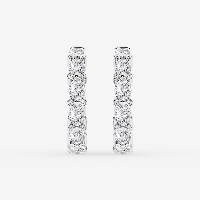 3 7/8 ctw Oval & Round Lab Grown Diamond Bezel Hoop Earrings