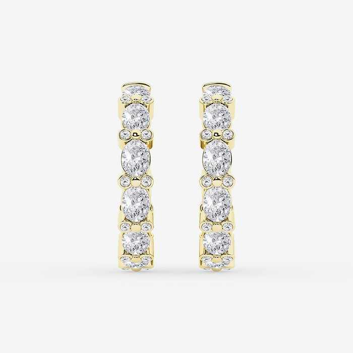 3 7/8 ctw Oval & Round Lab Grown Diamond Bezel Hoop Earrings
