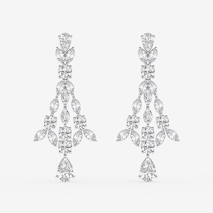 Design ID 12707 - GB Custom 5 ctw Multi-Shape Lab Grown Diamond Dangle Earrings