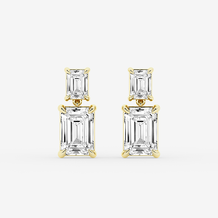 Emerald Drop Earrings - 5 ctw Emerald Lab Grown Diamond Drop Earrings