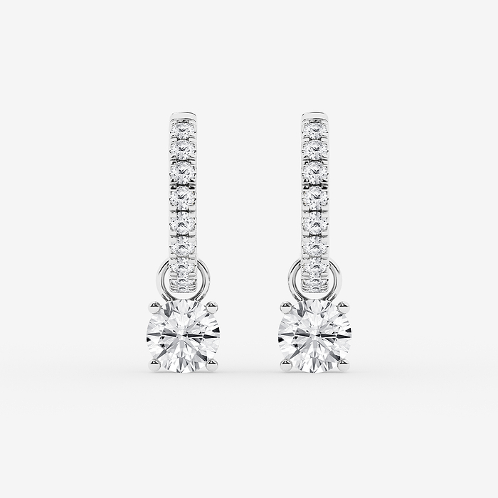 Round Drop Earrings - 2 ctw Round Lab Grown Diamond Drop Earrings