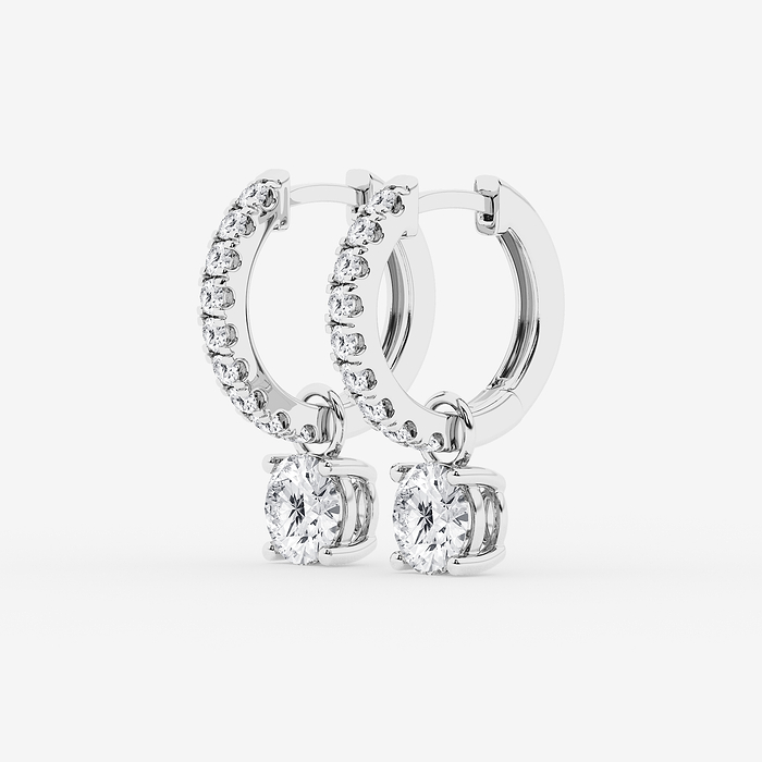 Round Drop Earrings - 2 ctw Round Lab Grown Diamond Drop Earrings