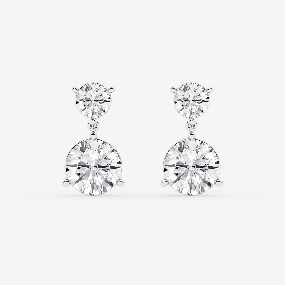 5 ctw Round Lab Grown Diamond Two-Stone Drop Earrings