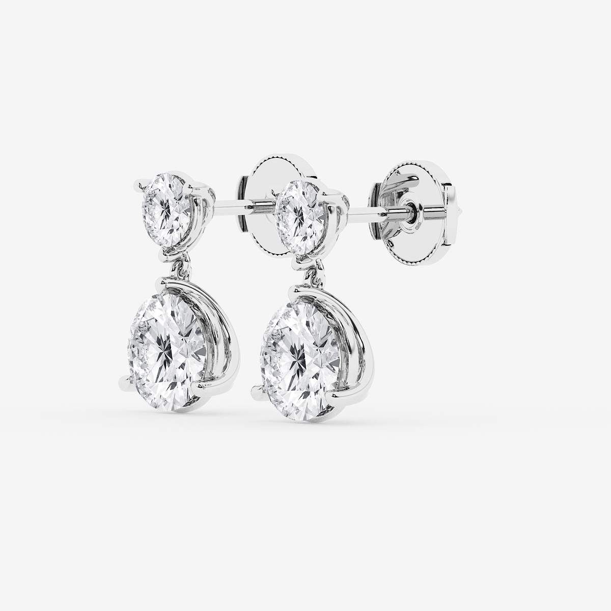 Additional Image 1 for  5 ctw Round Lab Grown Diamond Two-Stone Drop Earrings