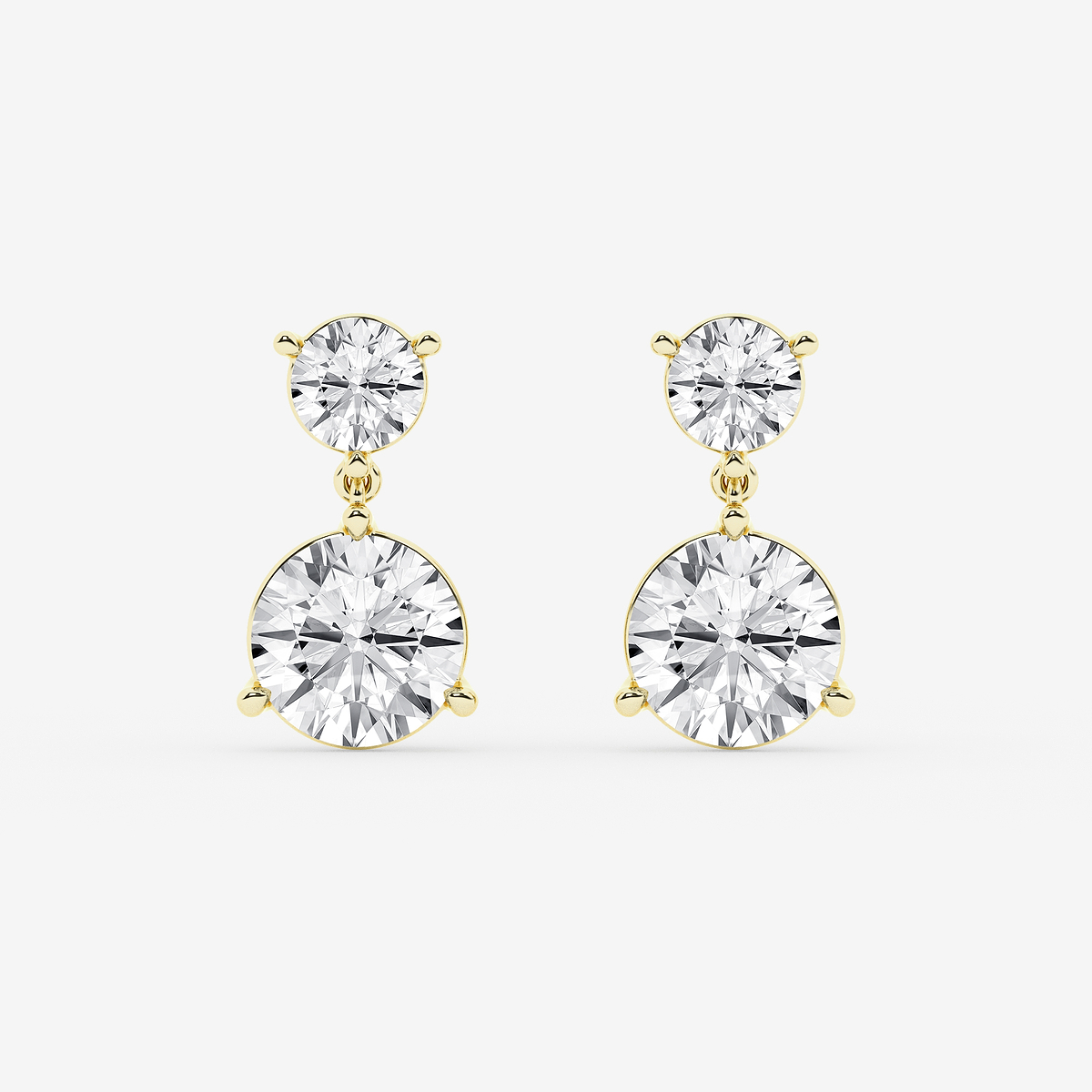 5 ctw Round Lab Grown Diamond Two-Stone Drop Earrings