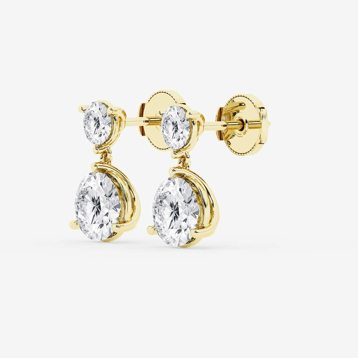 Additional Image 1 for  5 ctw Round Lab Grown Diamond Two-Stone Drop Earrings