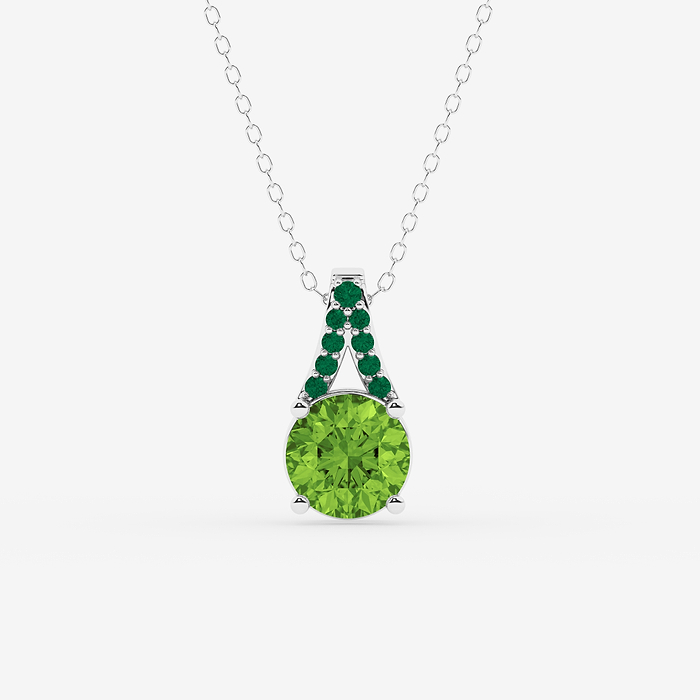 Design ID 9438 - GB Custom 8 x 8 mm Round Shape Created Peridot Fashion Necklace Necklaces