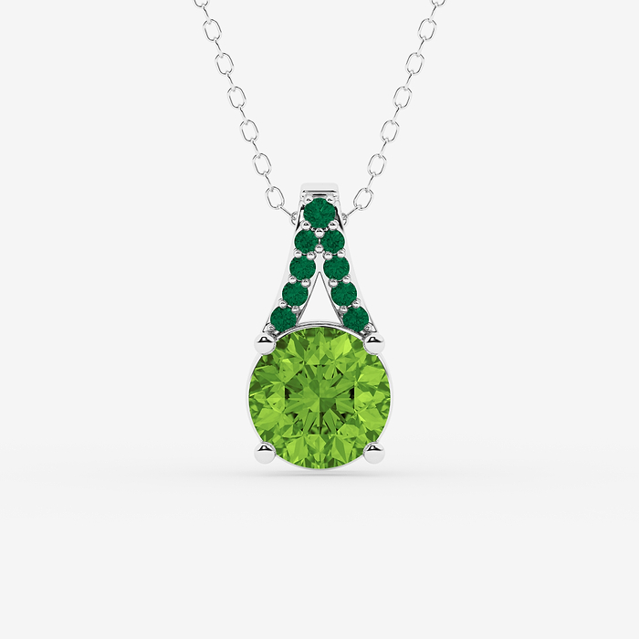Design ID 9438 - GB Custom 8 x 8 mm Round Shape Created Peridot Fashion Necklace Necklaces