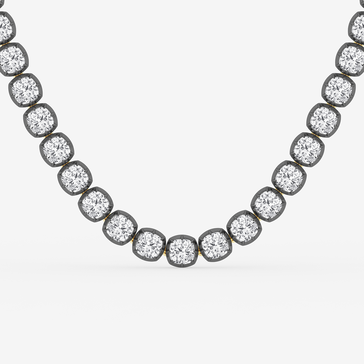 Additional Image 1 for  47 3/4 ctw Cushion Lab Grown Diamond Georgian Prong Setting Riviera Necklace With Black Rhodium