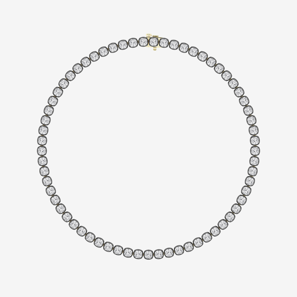 Additional Image 4 for  47 3/4 ctw Cushion Lab Grown Diamond Georgian Prong Setting Riviera Necklace With Black Rhodium