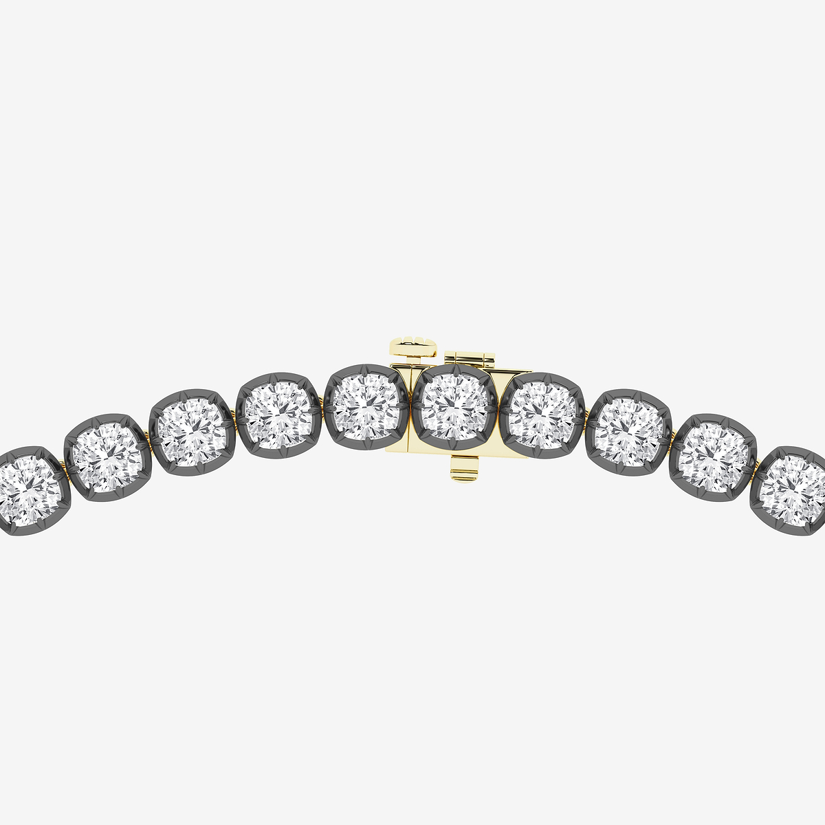 Additional Image 3 for  47 3/4 ctw Cushion Lab Grown Diamond Georgian Prong Setting Riviera Necklace With Black Rhodium