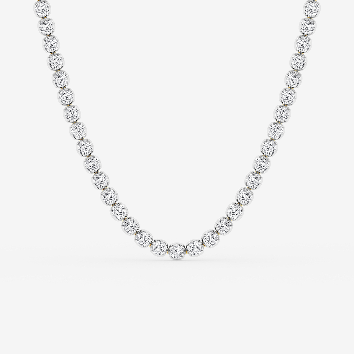 47 3/4 ctw Cushion Lab Grown Diamond Georgian Prong Setting Riviera Necklace