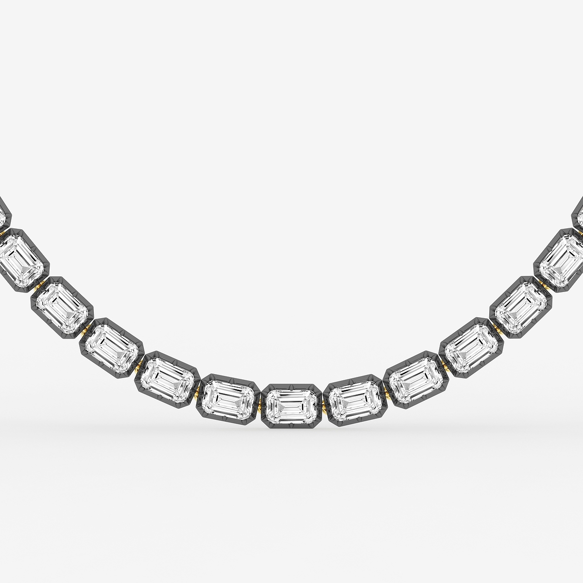 Additional Image 1 for  38 1/2 ctw Emerald Lab Grown Diamond Georgian Prong Setting Riviera Necklace With Black Rhodium