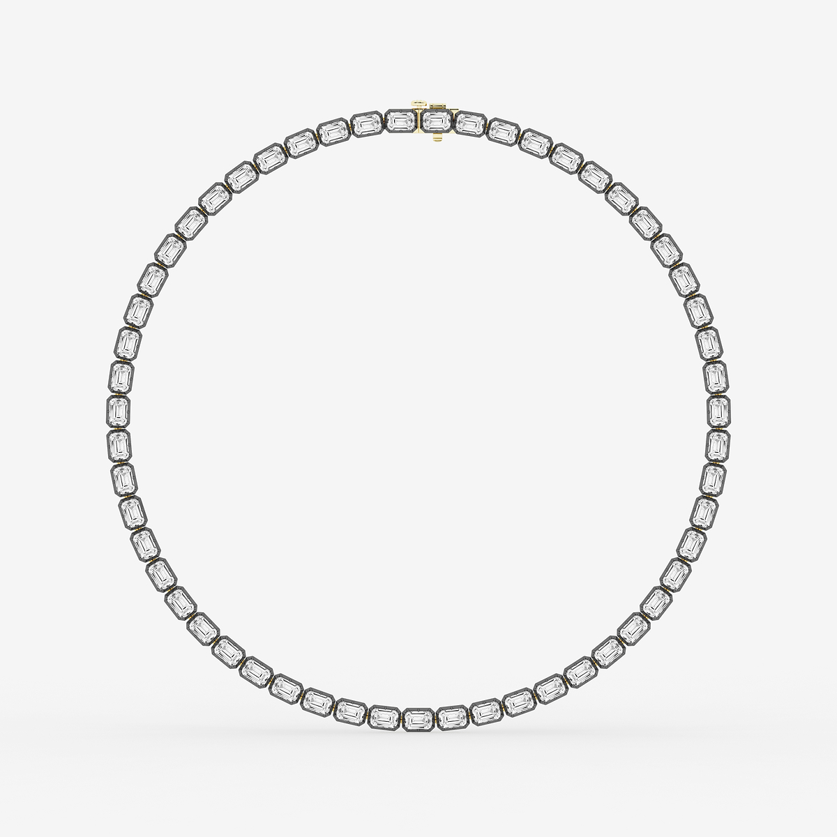 Additional Image 4 for  38 1/2 ctw Emerald Lab Grown Diamond Georgian Prong Setting Riviera Necklace With Black Rhodium