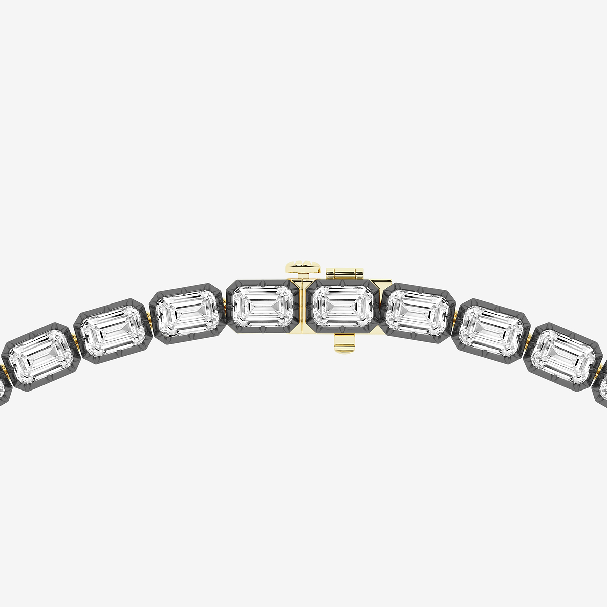 Additional Image 3 for  38 1/2 ctw Emerald Lab Grown Diamond Georgian Prong Setting Riviera Necklace With Black Rhodium