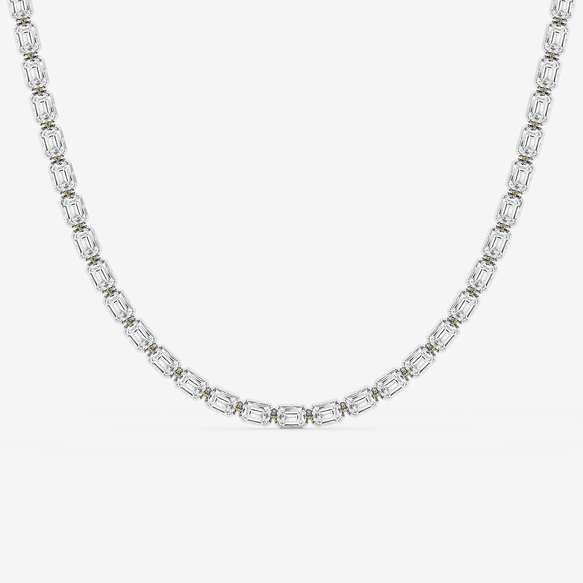 38 1/2 ctw Emerald Lab Grown Diamond Georgian Prong Setting Riviera Necklace
