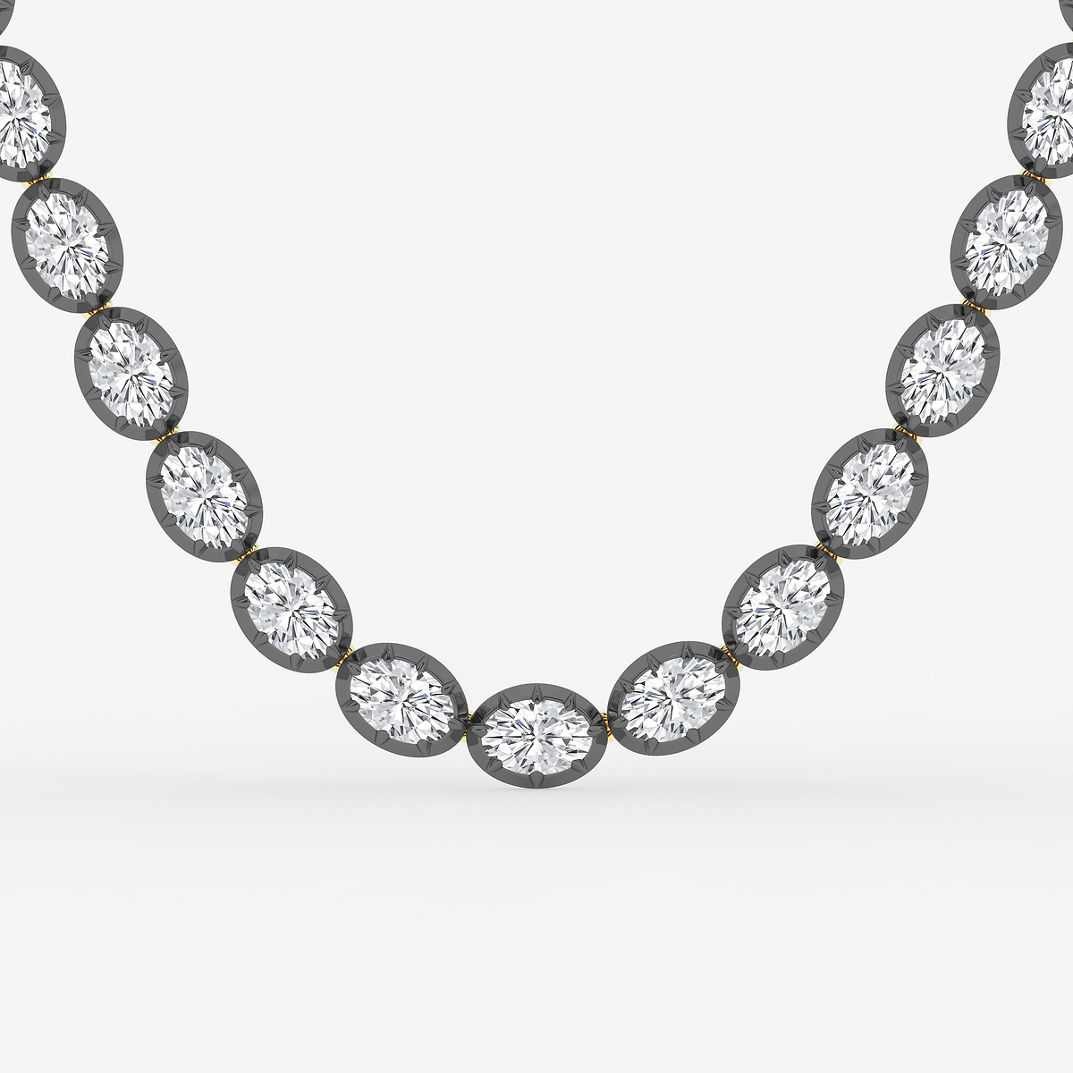 Additional Image 1 for  36 1/2 ctw Oval Lab Grown Diamond Georgian Prong Setting Riviera Necklace With Black Rhodium