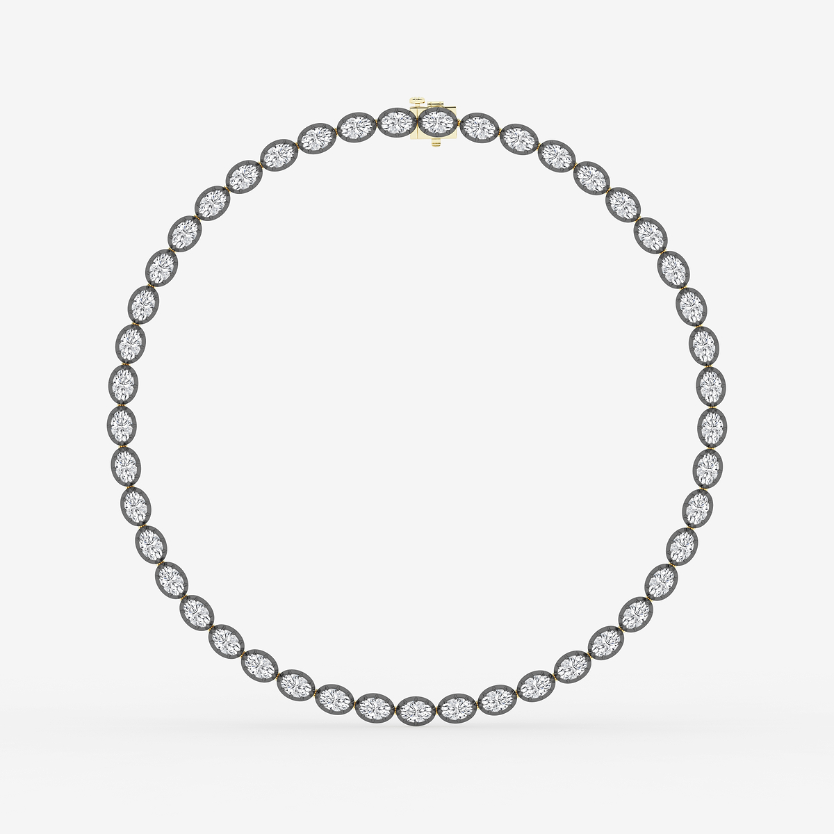 Additional Image 4 for  36 1/2 ctw Oval Lab Grown Diamond Georgian Prong Setting Riviera Necklace With Black Rhodium
