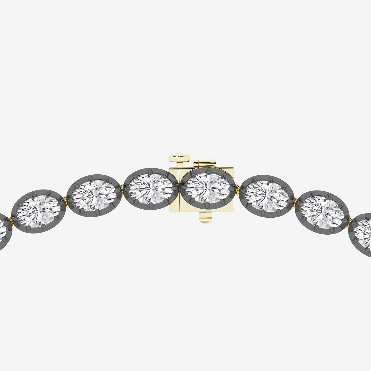 Additional Image 3 for  36 1/2 ctw Oval Lab Grown Diamond Georgian Prong Setting Riviera Necklace With Black Rhodium