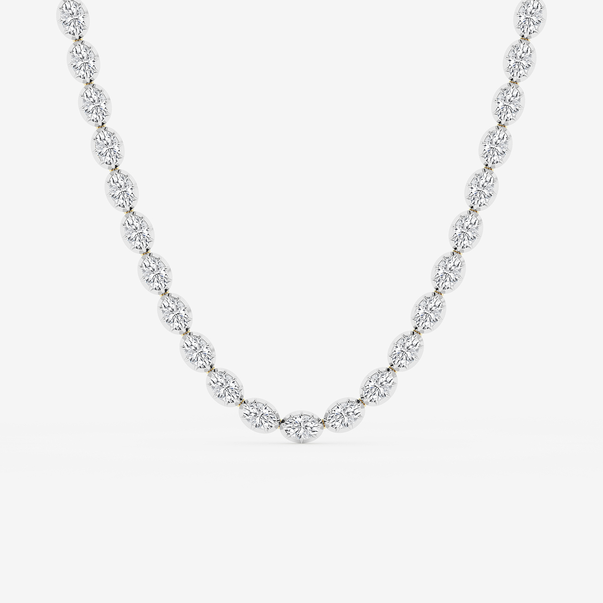 36 1/2 ctw Oval Lab Grown Diamond Georgian Prong Setting Riviera Necklace