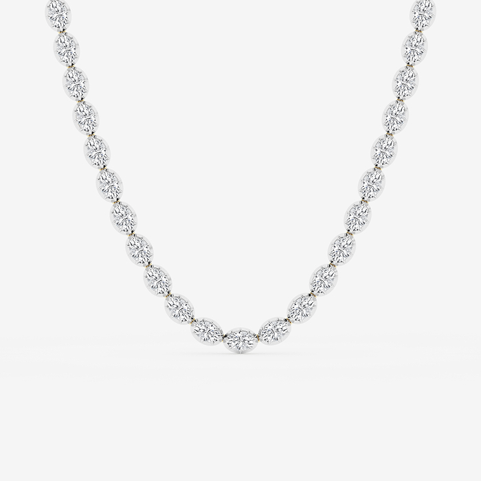 Lumina - 37 ctw Oval Lab Grown Diamond Georgian Prong Setting Riviera Necklace