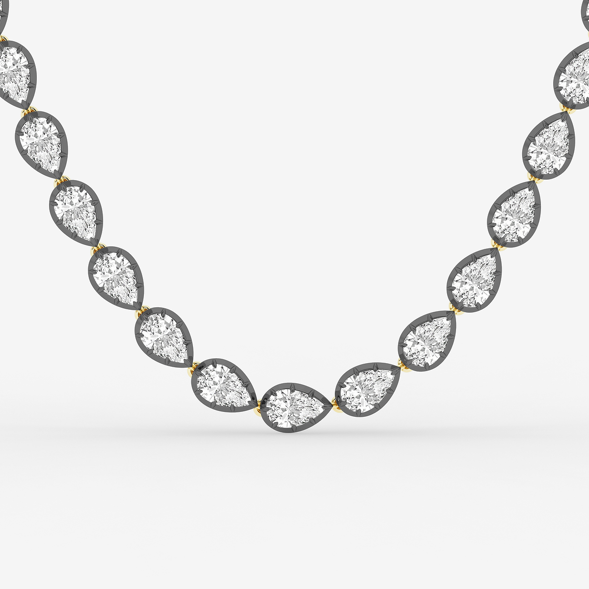 Additional Image 1 for  33 ctw Pear Lab Grown Diamond Georgian Prong Setting Riviera Necklace With Black Rhodium