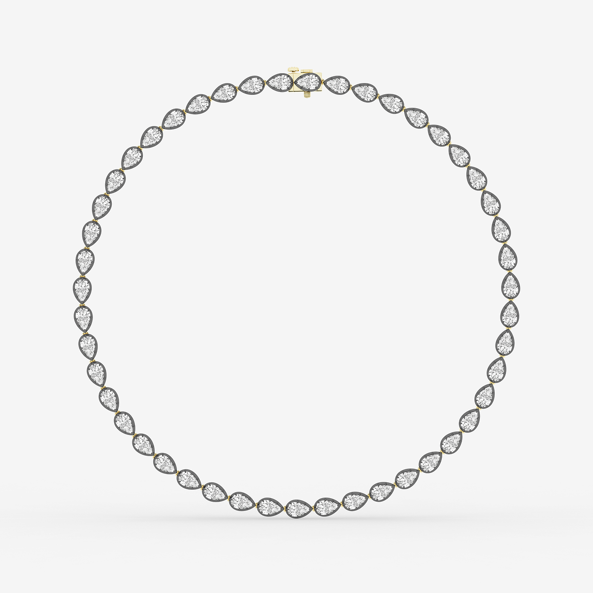 Additional Image 4 for  33 ctw Pear Lab Grown Diamond Georgian Prong Setting Riviera Necklace With Black Rhodium