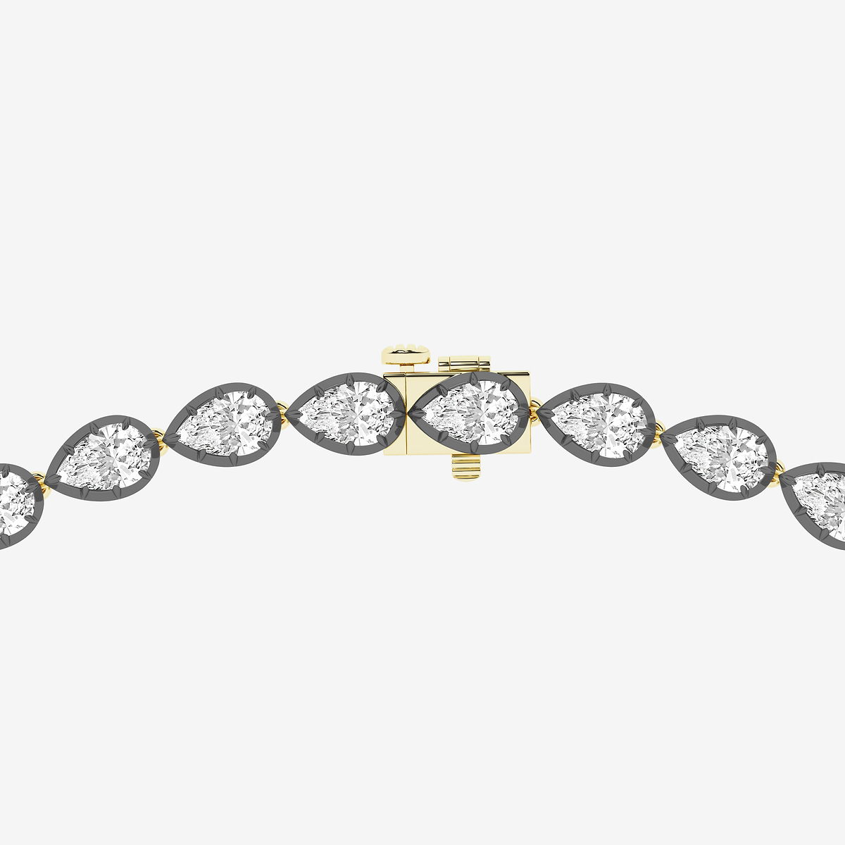 Additional Image 3 for  33 ctw Pear Lab Grown Diamond Georgian Prong Setting Riviera Necklace With Black Rhodium