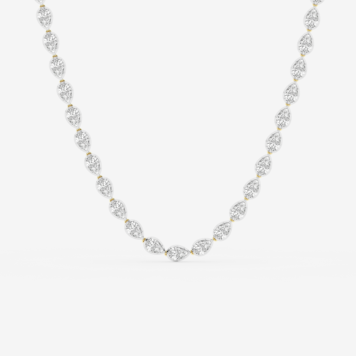 33 ctw Pear Lab Grown Diamond Georgian Prong Setting Riviera Necklace