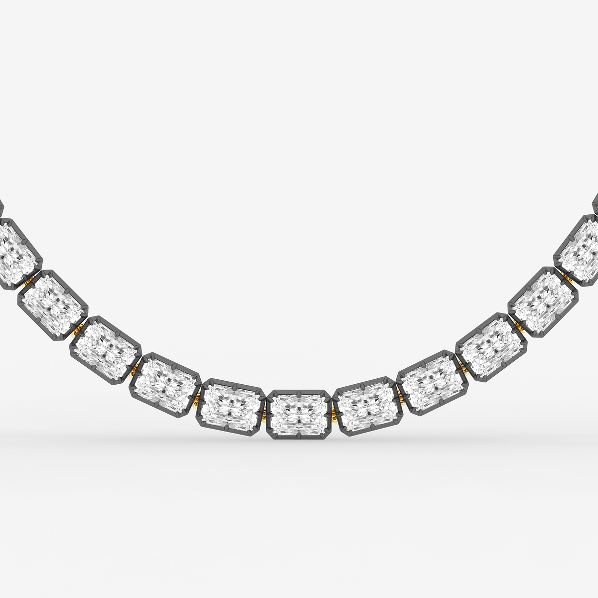 Additional Image 1 for  37 2/3 ctw Radiant Lab Grown Diamond Georgian Prong Setting Riviera Necklace With Black Rhodium