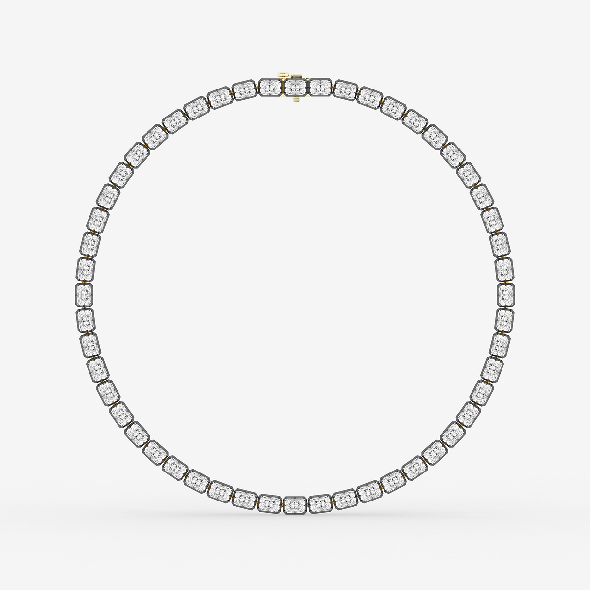 Additional Image 4 for  37 2/3 ctw Radiant Lab Grown Diamond Georgian Prong Setting Riviera Necklace With Black Rhodium