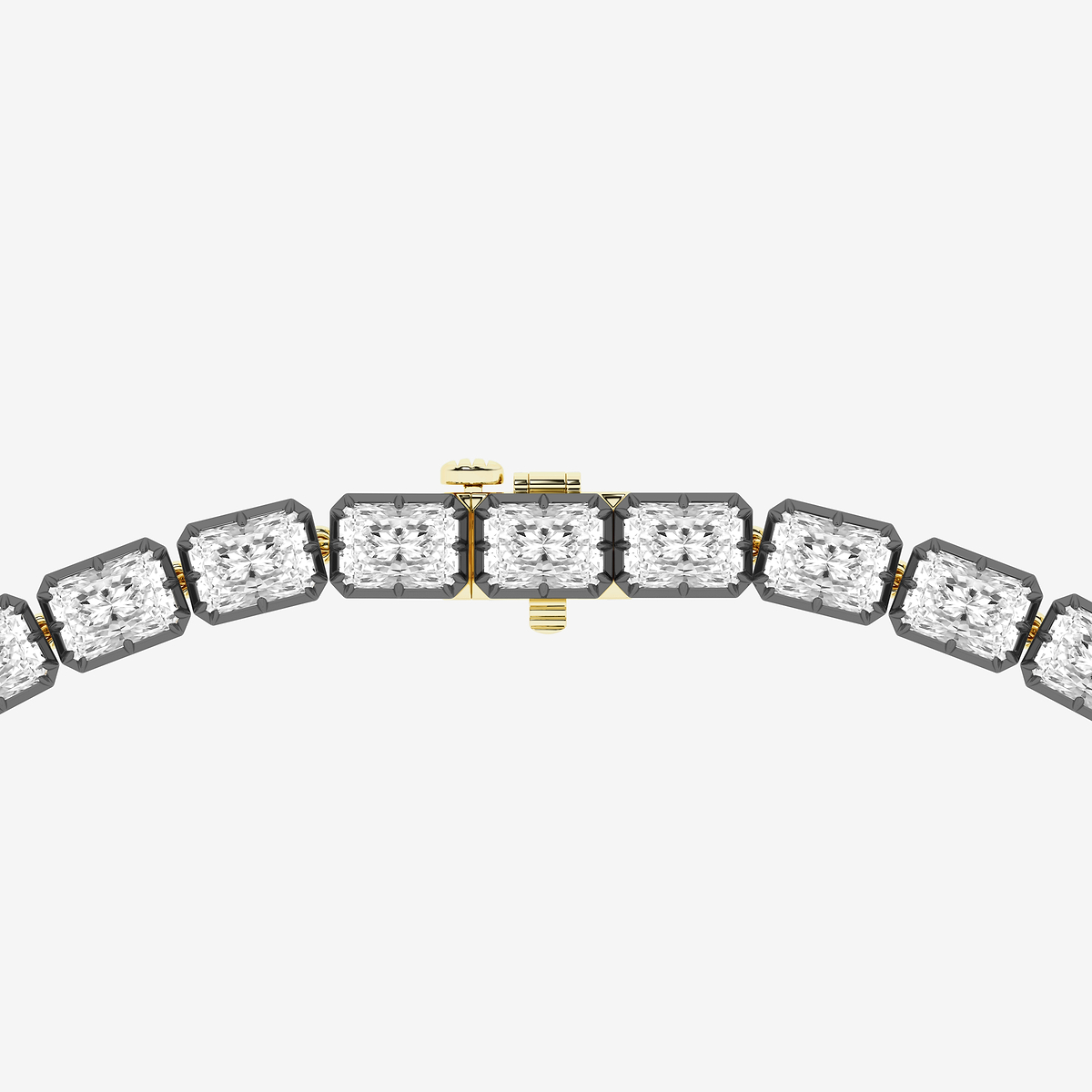 Additional Image 3 for  37 2/3 ctw Radiant Lab Grown Diamond Georgian Prong Setting Riviera Necklace With Black Rhodium