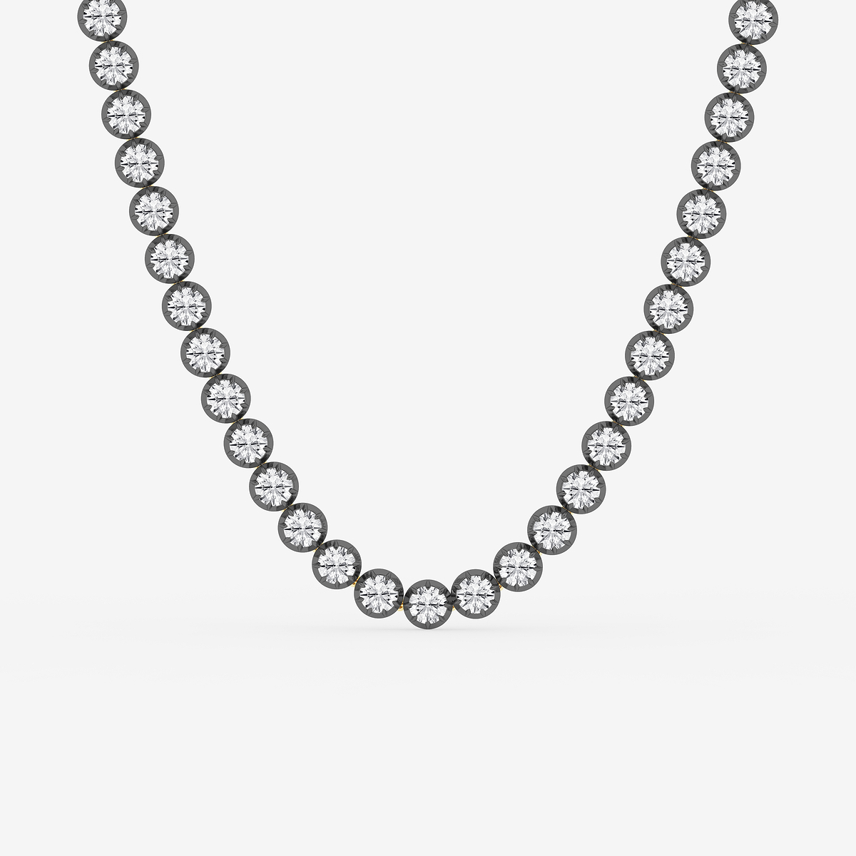42 1/3 ctw Round Lab Grown Diamond Georgian Prong Setting Riviera Necklace With Black Rhodium