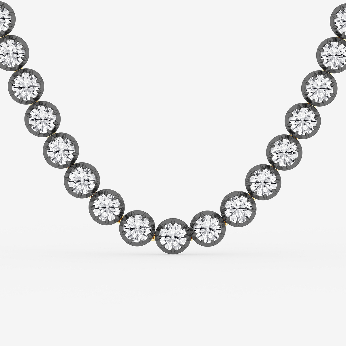 Additional Image 1 for  42 1/3 ctw Round Lab Grown Diamond Georgian Prong Setting Riviera Necklace With Black Rhodium
