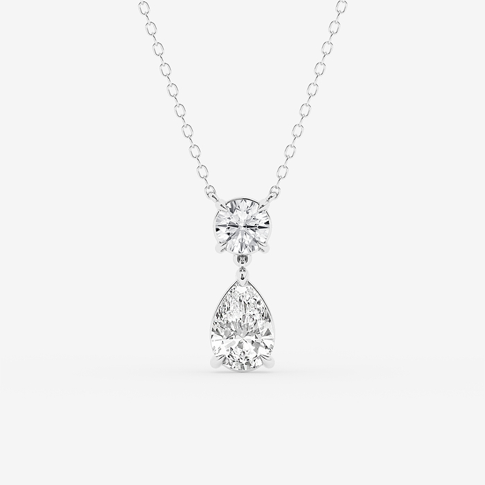 1 1/2 ctw Pear Lab Grown Diamond Two Stone Pendant