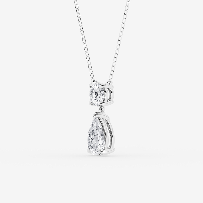 Two Stone Pear - 1 1/2 ctw Pear Lab Grown Diamond Two Stone Pendant