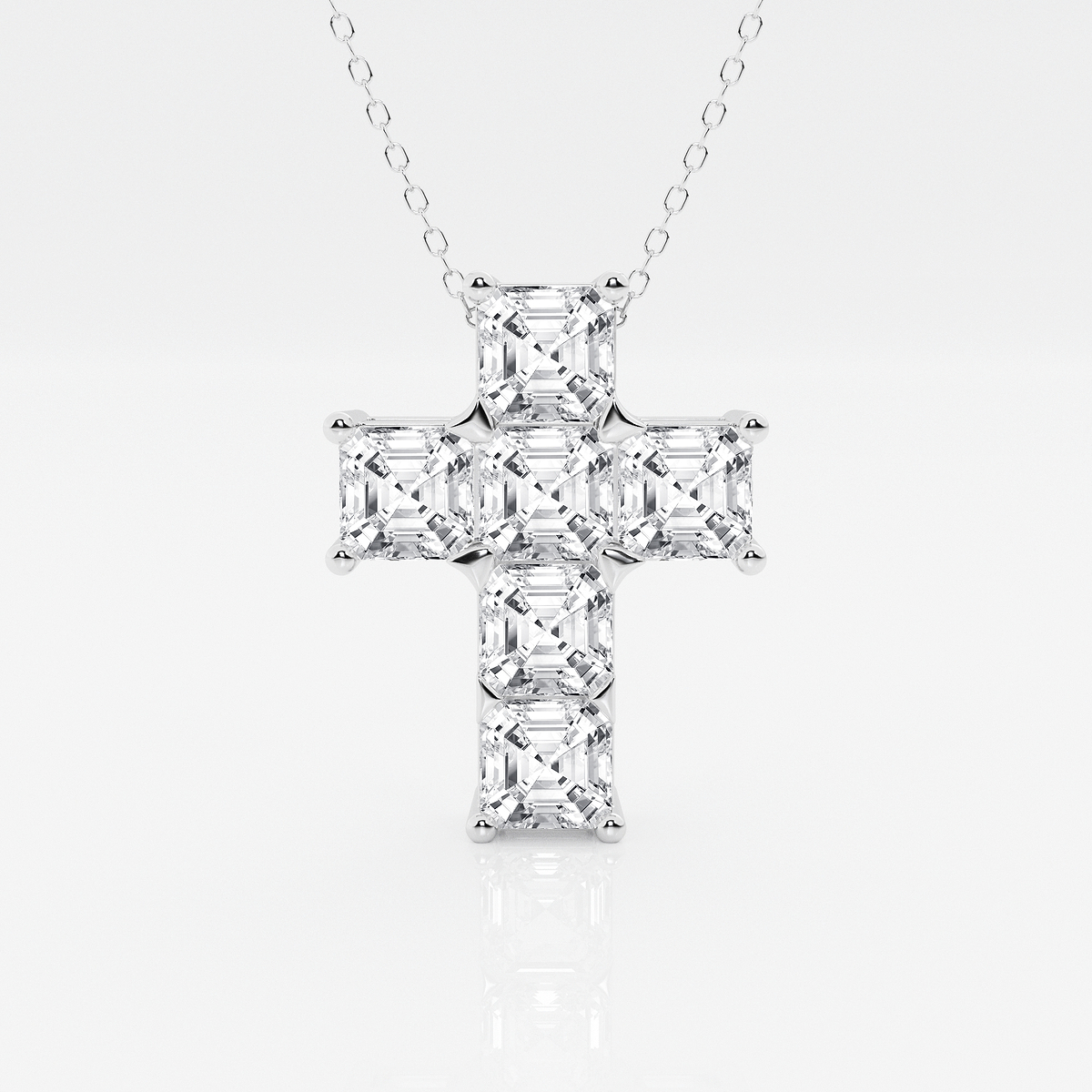 6 ctw Asscher Lab Grown Diamond Cross Pendant