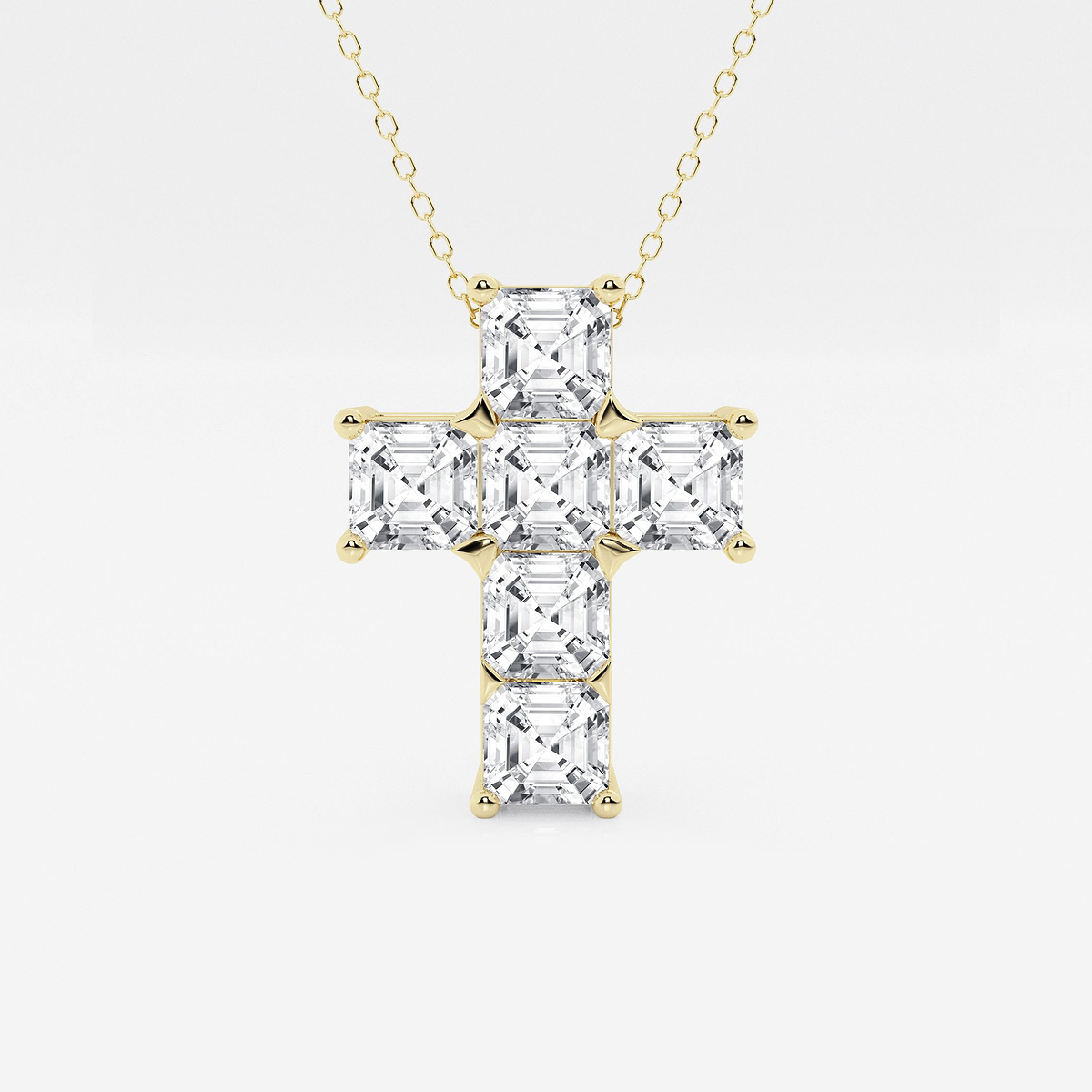 6 ctw Asscher Lab Grown Diamond Cross Pendant