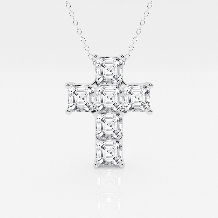 Asscher Cross - 6 ctw Asscher Lab Grown Diamond Cross Pendant